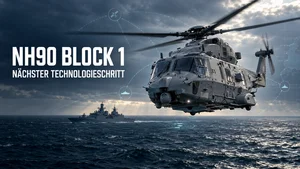 NH90-Marinehubschrauber im Flug als Symbolbild für das Block-1-Upgrade mit Link 22 und neuen Sensoren
