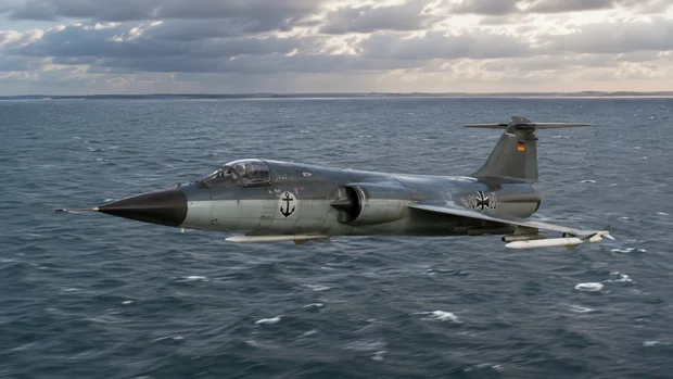 F-104G Starfighter der deutschen Marineflieger im Tiefflug über der Ostsee