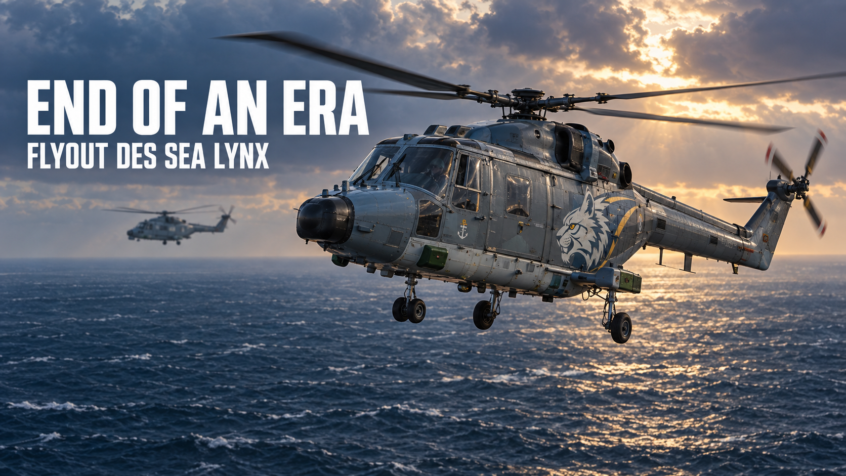 Sea Lynx Mk88A beim „End of an Era“-Flyout über der Nordsee.